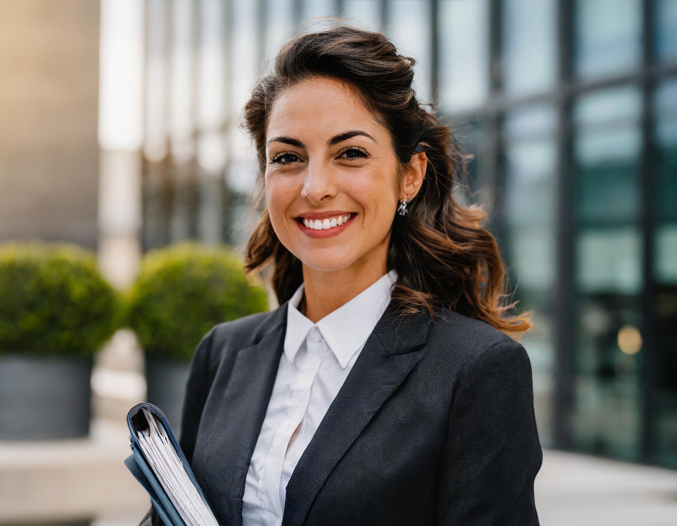 smile woman in casual attire